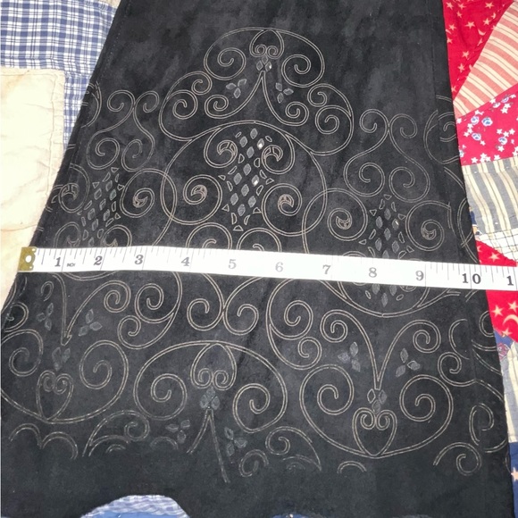 Bebè Black Leather Suede with Embroidered Detail on flared/scalloped  bottoms - Picture 10 of 12